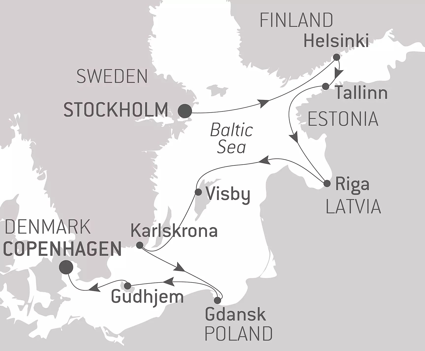 Historic Cities of the Baltic Sea Itinerary Map
