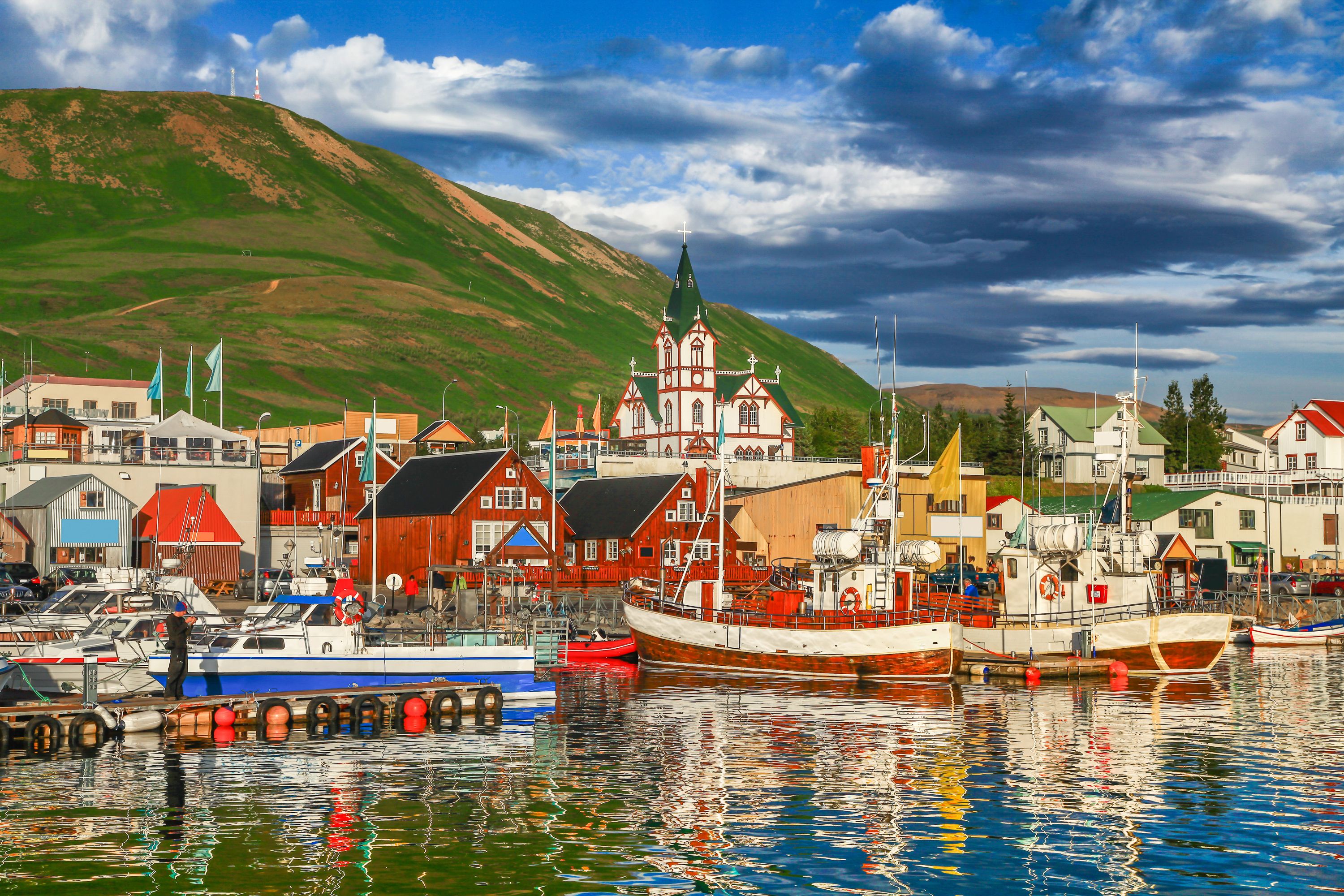 Husavik with traditional colorful houses, Iceland. Arctic