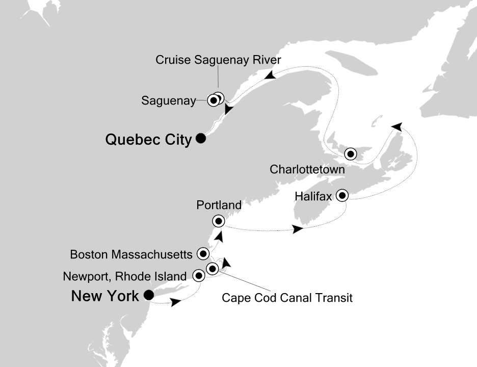 Canada & New England Cruise Itinerary Map