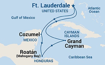 7-Day Western Caribbean with Grand Cayman Holiday Itinerary Map