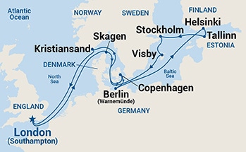 13-Day Norway, Denmark & Sweden Itinerary Map