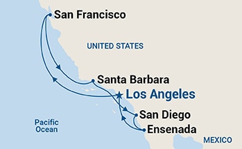 7-Day Classic California Coast Itinerary Map