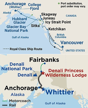 10-Day Denali Explorer - Tour CA3 Itinerary Map