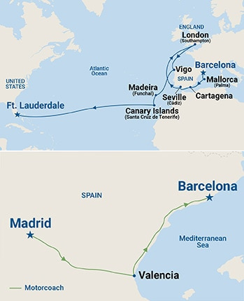 31-Day Highlights of Spain - Tour 2F Itinerary Map